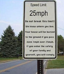 25 MPH warning sign