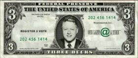 Bill Clinton - $3 fake Three Bucks bank note