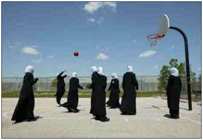 Nuns playing basketball