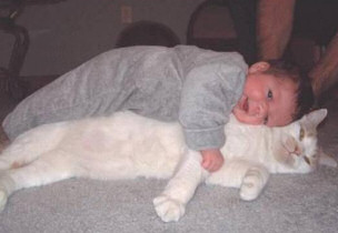 Sleepy Cat and Baby