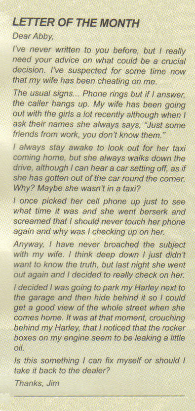 Letter of the Month - Dear Abby - Funny Jokes Letter of the Month - Dear Abby - Funny Jokes