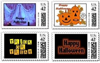 American Funny Halloween Postage Stamps