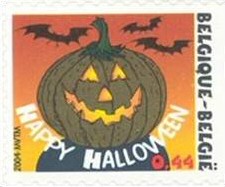 Funny Belgian Halloween Postage Stamps