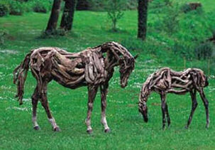 Horse art from driftwood