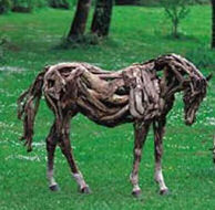 Horse art from driftwood