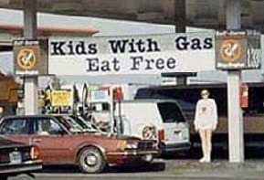 Kids with gas eat free