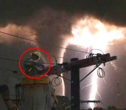 Lightning strikes the Eiffel Tower Paris France