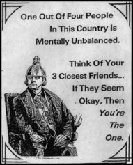 One out of four people are mentally unbalanced