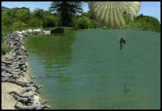 Will and Guy's humour - Crodiles welcome parachutist