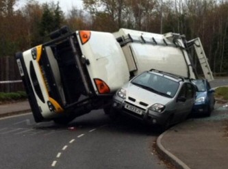 Refuse Car Crushes Cars