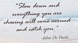 Slow down and everything you are chasing will catch you