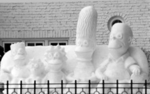 Simpsons snow sculpture