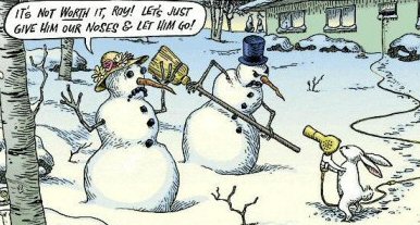 Snowman gets burned