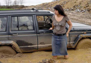 Woman stuck in the mud