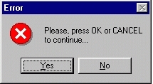 Computer error - Joke Ok or Cancel