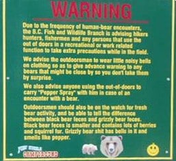 bear warning sign