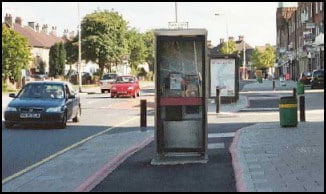 Phone box in cycle lane