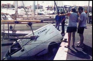 car titanic in dock
