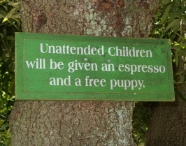 unattended children sign