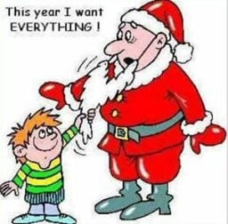 child with Santa cartoon