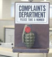 Complaints department sign