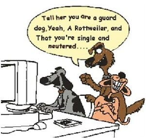 computer dog cartoon