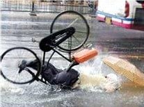 Bike crash in rain
