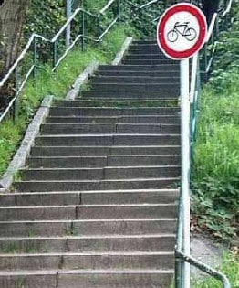 Stairs Cyclist sign