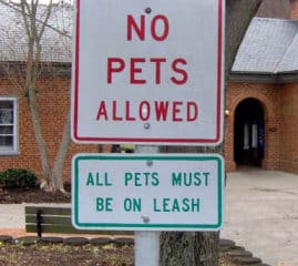 no pets leash signs