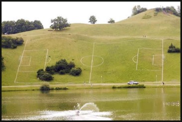Football pitch on hill