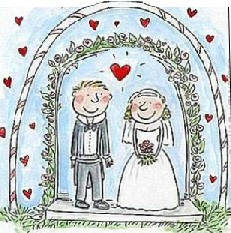 Bride and groom cartoon