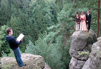 Bride on rock