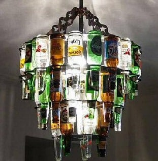 Alcohol bottle chandelier