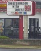 Cheese burger with cheese sign