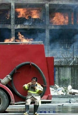 Chinese Fireman eating