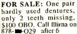 Dentures advert in newspaper