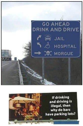 drink and drive sign