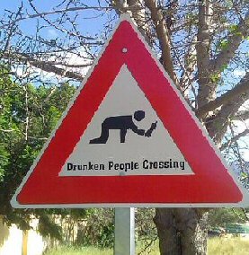Drunken People Crossing Sign