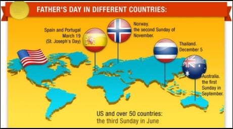 fathers day in different countries map