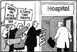 germs have rights protest cartoon