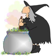 Witch and caldron cartoon