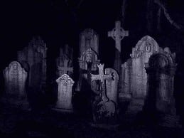 Graveyard at night