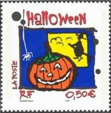 French Halloween stamp