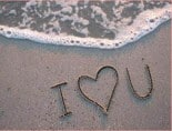 I love you written in sand