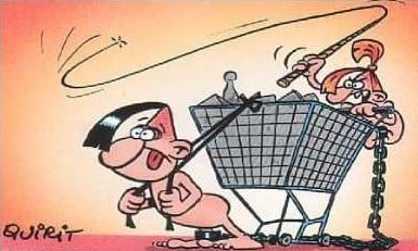 Men and Women Shopping cartoon