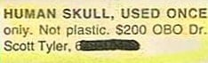 used skull advert