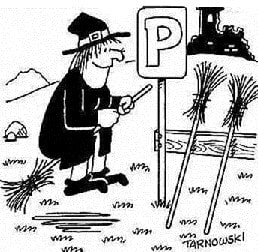 witch parking sign cartoon