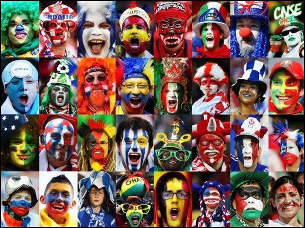 World cup painted faces