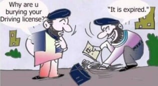 Driving licence cartoon