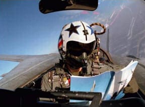 Pilot in cockpit